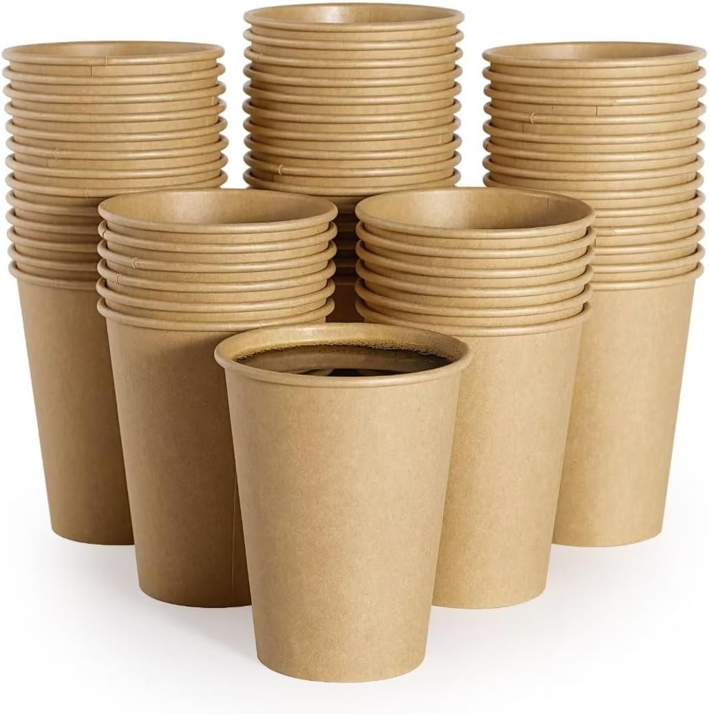 240 Pack Kraft 12 oz Disposable Coffee Cups