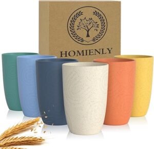 Homienly Unbreakable Wheat Straw Drinking Glasses - Set of 6