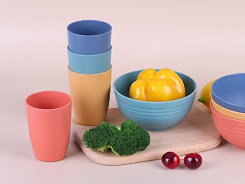 LuckyZone 12oz Eco-Friendly Wheat Straw Cup Set