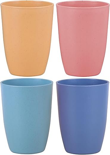 LuckyZone 12oz Eco-Friendly Wheat Straw Cup Set