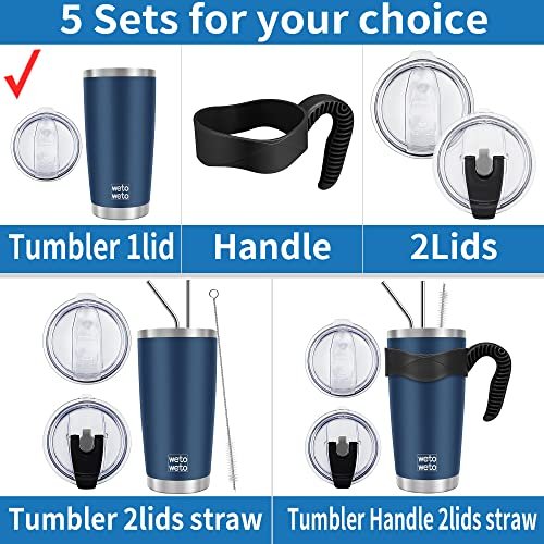 WETOWETO 20oz Navy Blue Insulated Coffee Tumbler