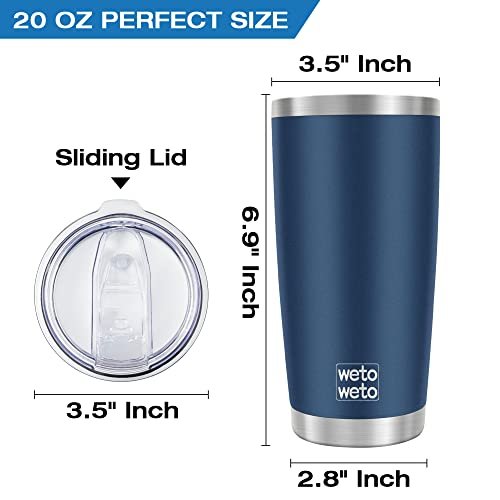 WETOWETO 20oz Navy Blue Insulated Coffee Tumbler